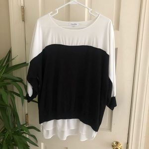 LAST CALL BEFORE THREDUP! 
Calvin Klein Black and White Sweater Blouse Large